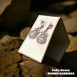 Water Drop Crystal Earrings for Woman Long Earrings for Wedding PINK